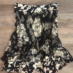 Beaded silk overlay midi skirt